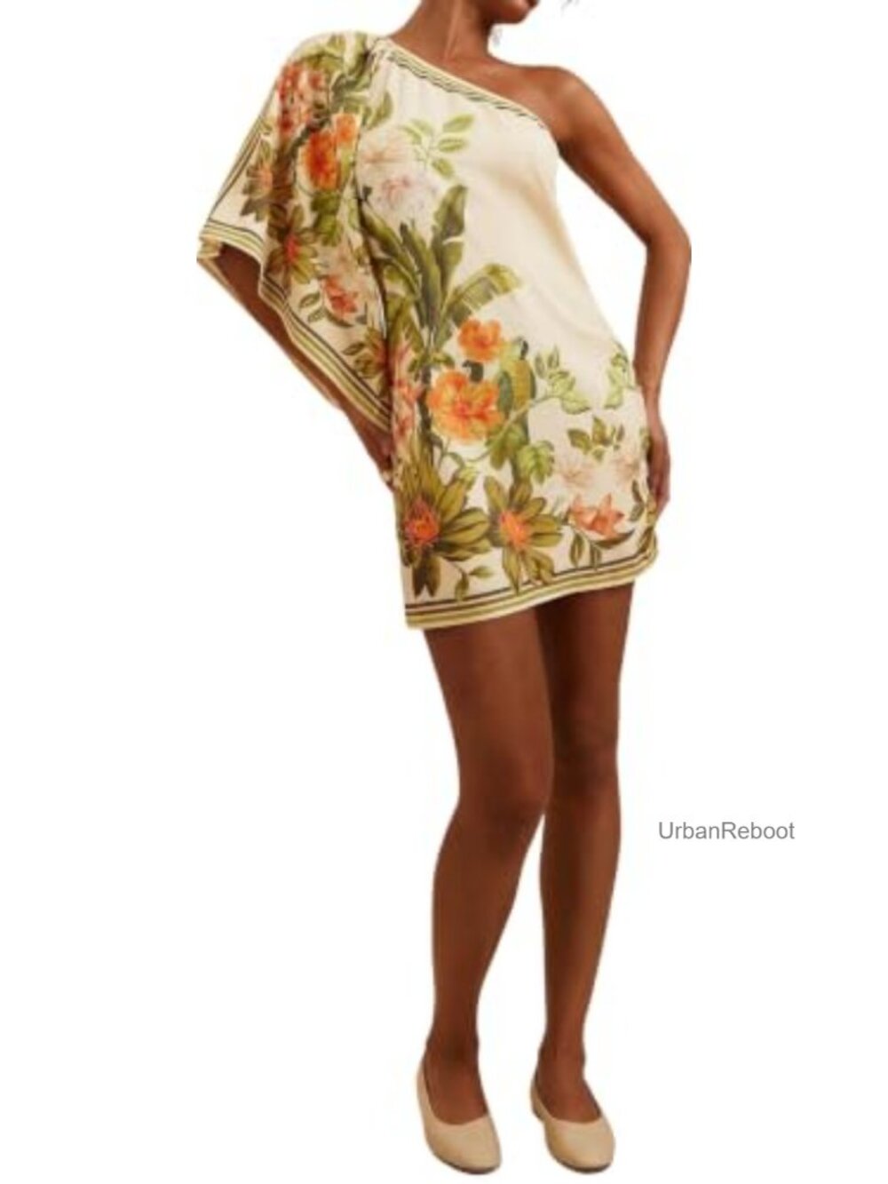 Boho Floral One Shoulder Mini Dress Asymmetrical Sundress